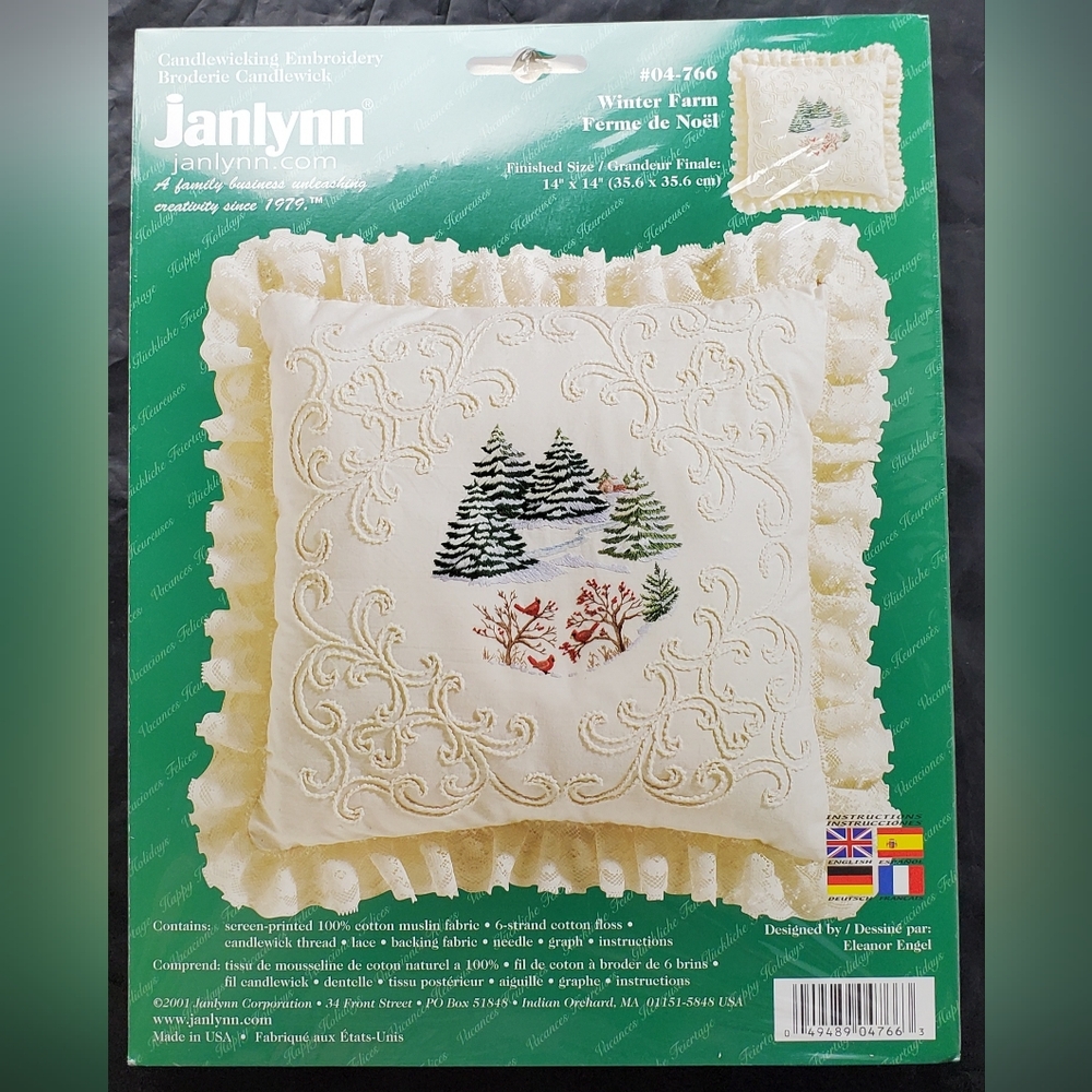 Janlynn Winter Farm 14"x14" Candlewick Embroidery Pillow Kit # 04-766 - NEW